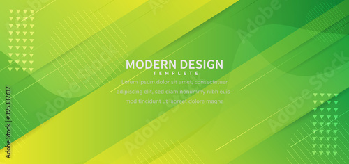 Banner design geometric green overlapping background with copy space for text.