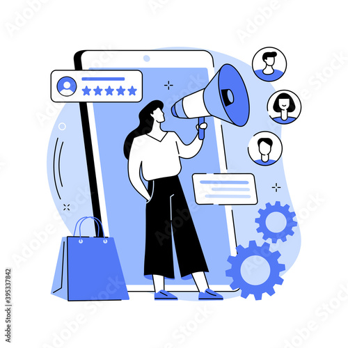 Brand advocate abstract concept vector illustration. Brand attorney, digital marketing, internet, trademark advocacy strategy, positive image creation, social media comments abstract metaphor.