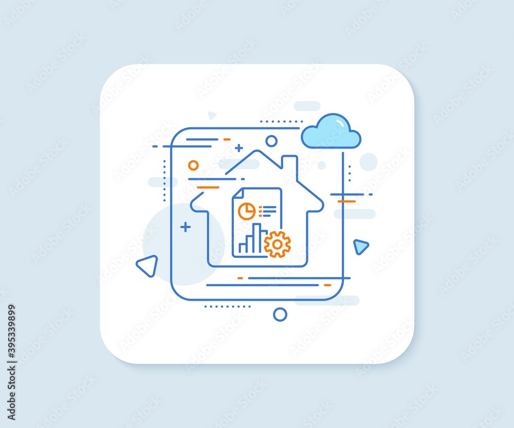Report line icon. Abstract vector button. Column graph, pie chart sign. Market analytics symbol. Report line icon. Home concept badge. Vector Report line icon. Abstract vector button. Column graph, pie chart sign. Market analytics symbol. Report line icon. Home concept badge. Vector