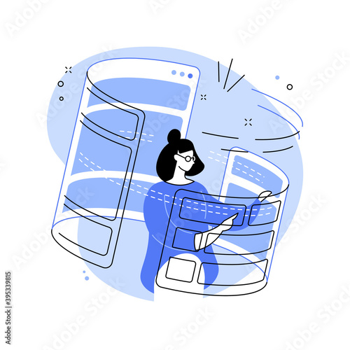 CMS development abstract concept vector illustration. CMS, program development service, online content management system, website interface design, UI element, site menu bar abstract metaphor.
