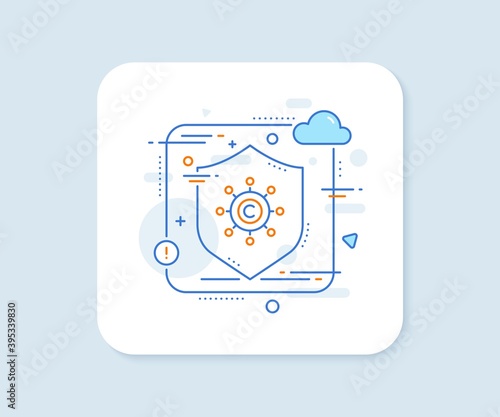 Copywriting network line icon. Abstract vector button. Copyright sign. Content networking symbol. Copywriting network line icon. Protect shield concept. Vector