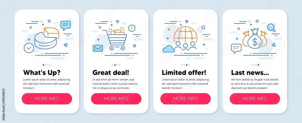 Set of line icons, such as Shopping cart, Pie chart, Global business symbols. Mobile app mockup banners. Check investment line icons. Gifts, 3d graph, Outsourcing. Business report. Vector Set of line icons, such as Shopping cart, Pie chart, Global business symbols. Mobile app mockup banners. Check investment line icons. Gifts, 3d graph, Outsourcing. Business report. Vector