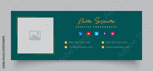 Business email signature with an author photo place modern layout	