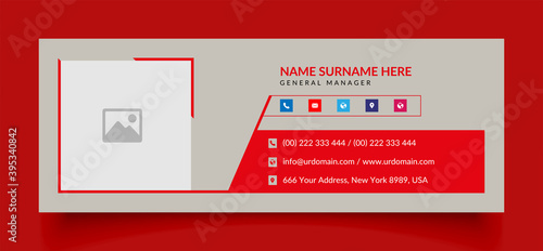 Business email signature with an author photo place modern layout	