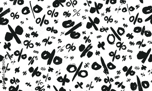 Seamless pattern with percent sign drawings, design element for sale banners, cards, vouchers and coupons