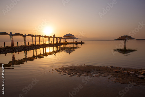 Dead Sea cost in Israel during sunset 