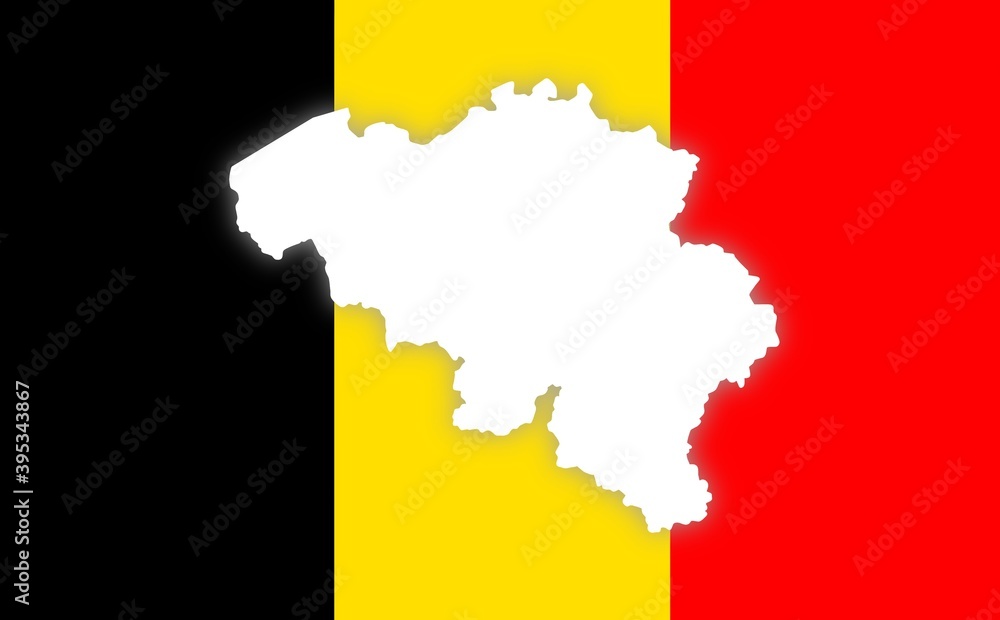 Obraz premium Belgium flag with map, country