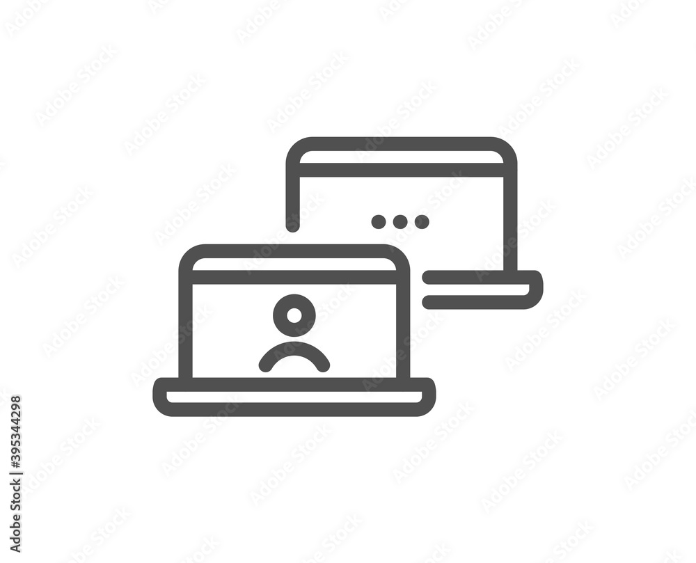 Outsource work line icon. Job at home sign. Remote office employee symbol. Quality design element. Linear style outsource work icon. Editable stroke. Vector Outsource work line icon. Job at home sign. Remote office employee symbol. Quality design element. Linear style outsource work icon. Editable stroke. Vector