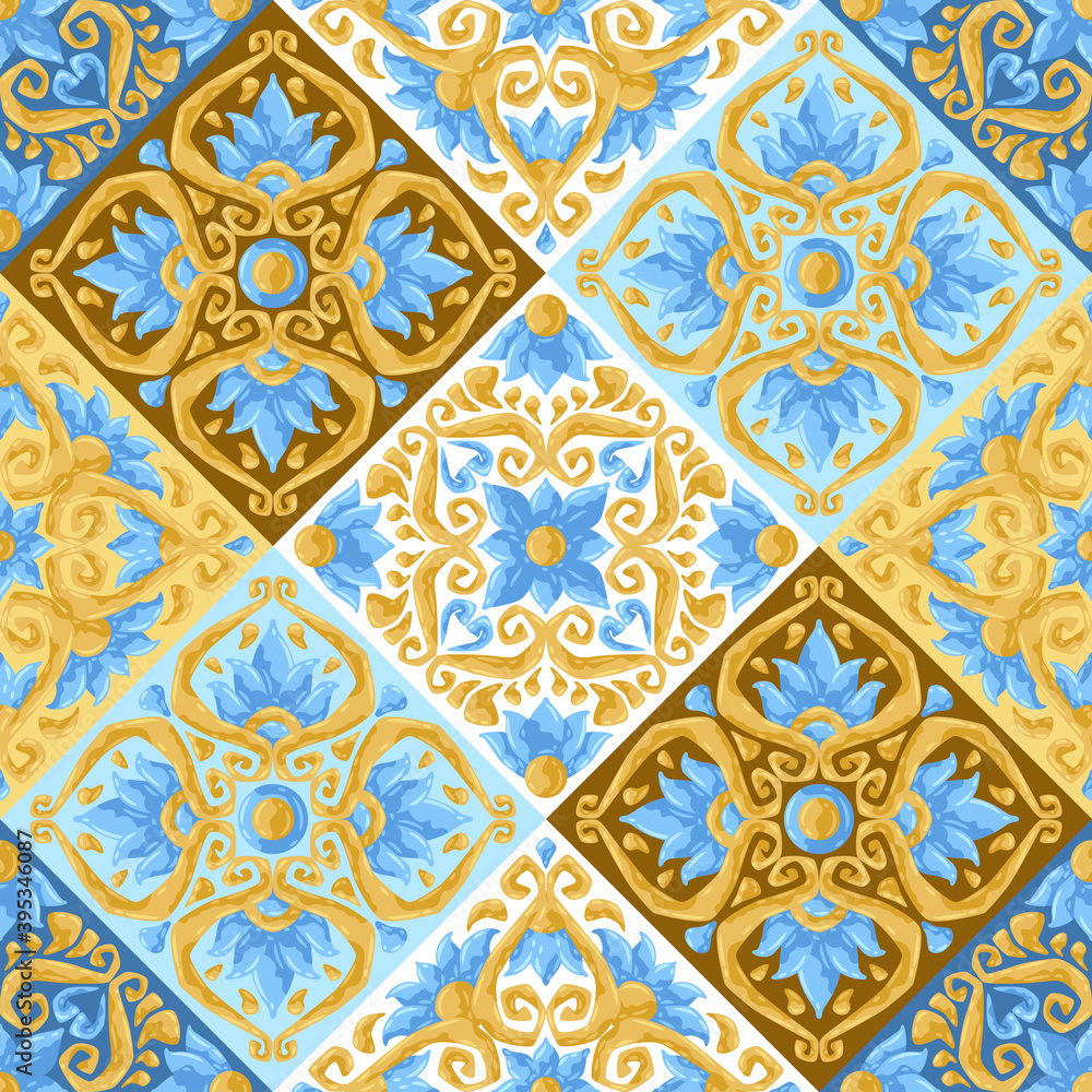 Ceramic tile pattern with flowers.