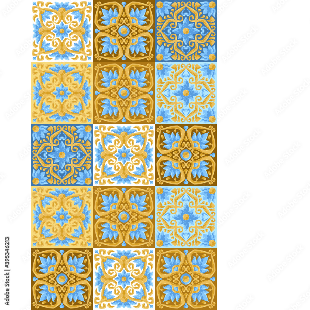 Ceramic tile pattern with flowers. Ceramic tile pattern with flowers.