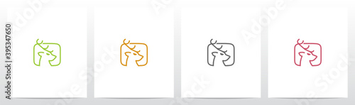 Deer Head On Letter Logo Design O