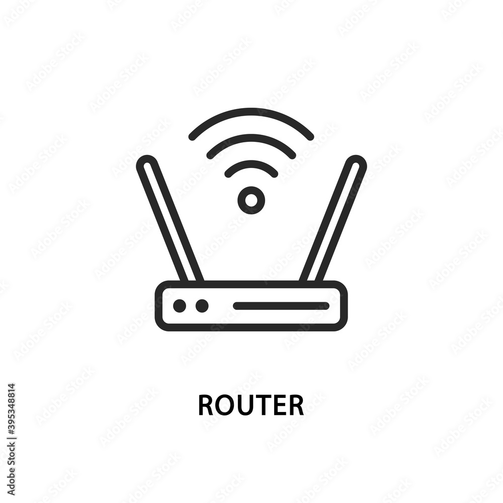 Wi-Fi router flat line icon. Equipment for wireless internet and network.  Stock Vector | Adobe Stock
