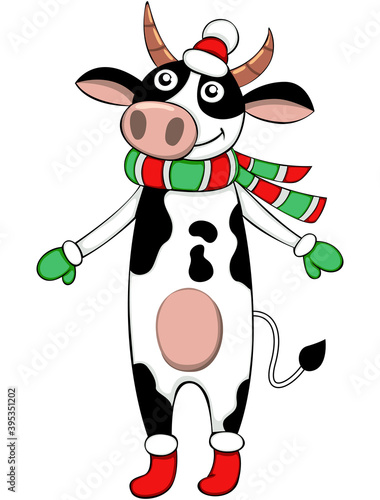 Vector of Christmas Cow