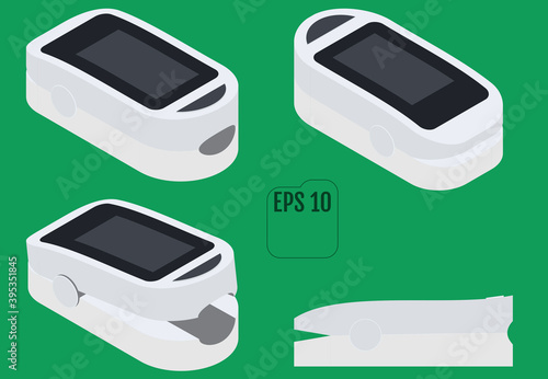 Isometric Pulse Oximetry, Isometric Flat Vector