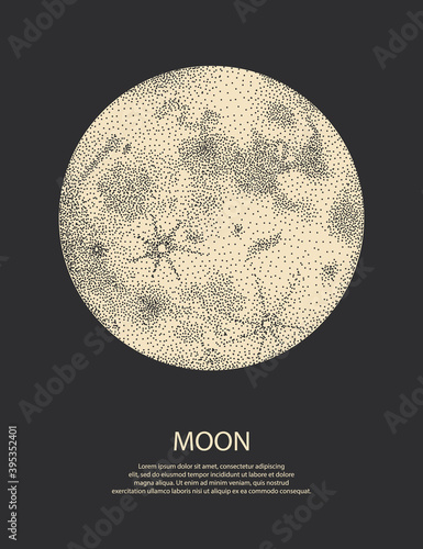 vintage retro vintage engraving style. space objects, world and phases of the moon. vector graphics, printing lacquer in the interior