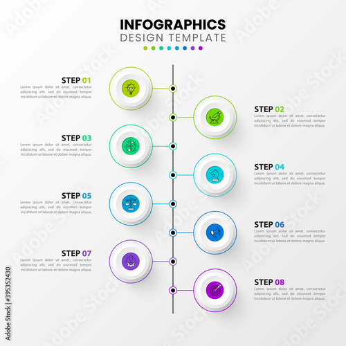 Infographic design template. Timeline concept with 8 steps
