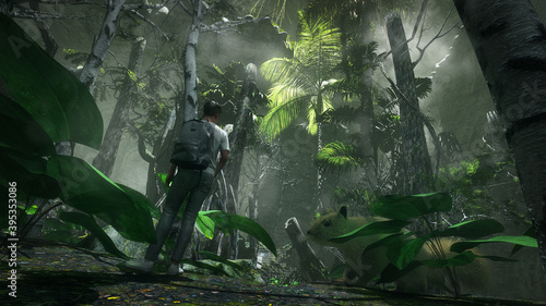 Fototapeta Naklejka Na Ścianę i Meble -  mystical dark jungle cave