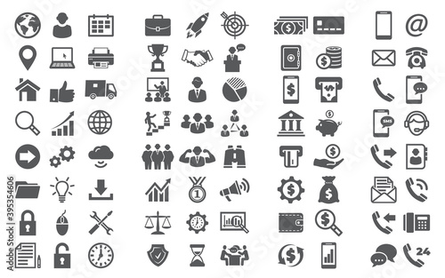 Vector set icons Icons for business finance and contact on white background