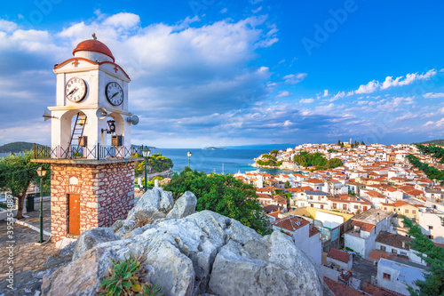 The old town of Chora in island Skiathos, Greece photo