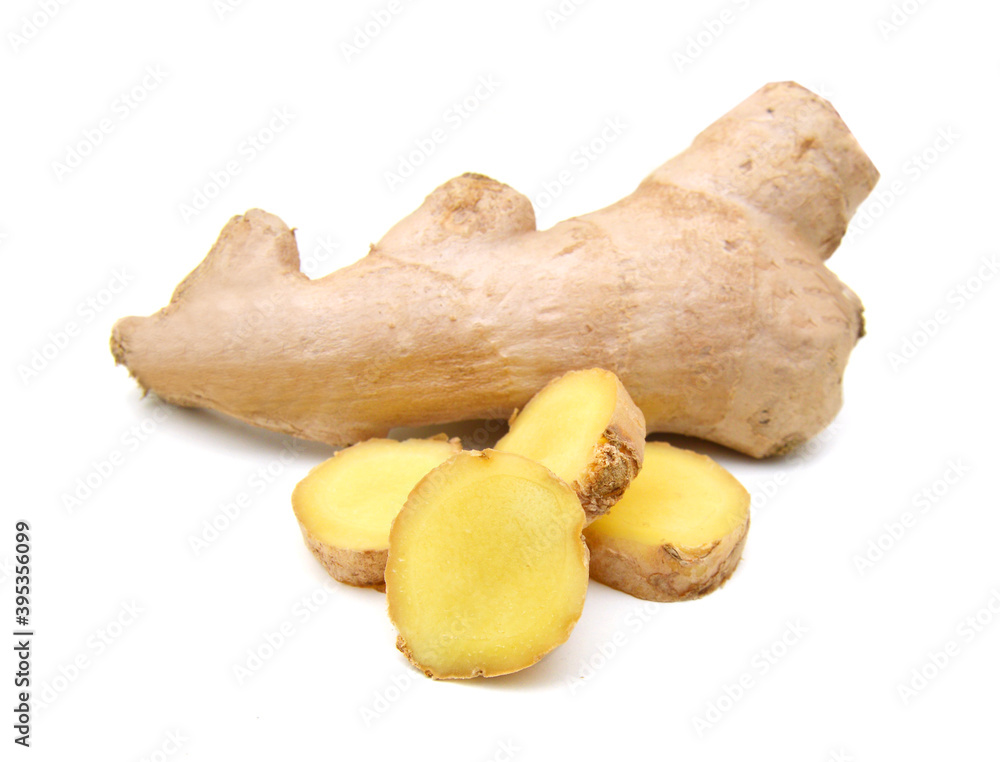 Fresh ginger root or rhizome isolated on white background cutout Fresh ginger root or rhizome isolated on white background cutout