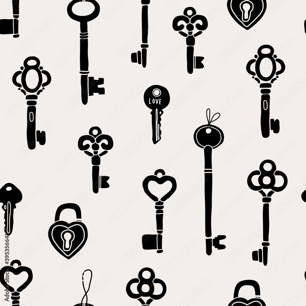 Hand drawn Vector Keys. Various vintage, antique and modern Keys ...