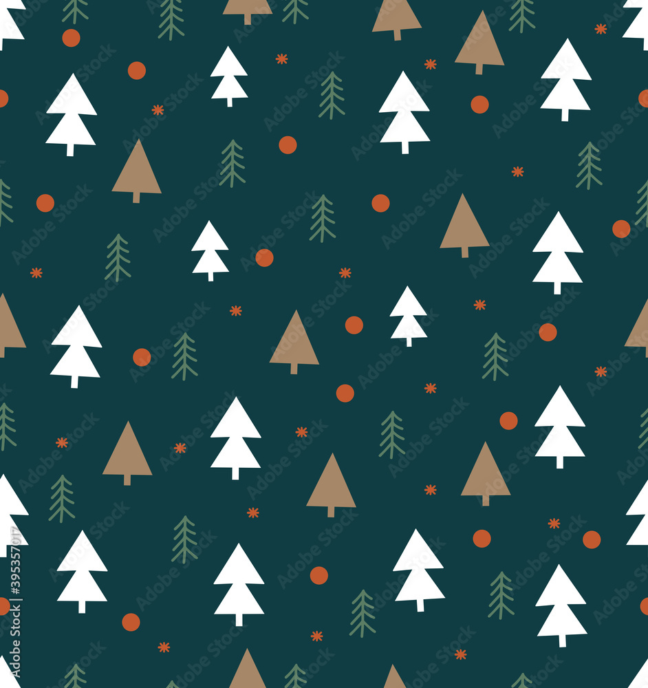 Vector Seamless Christmas and New Year`s pattern. Winter and Christmas elements. Wrap for gifts. Vector illustration. Doodle style.