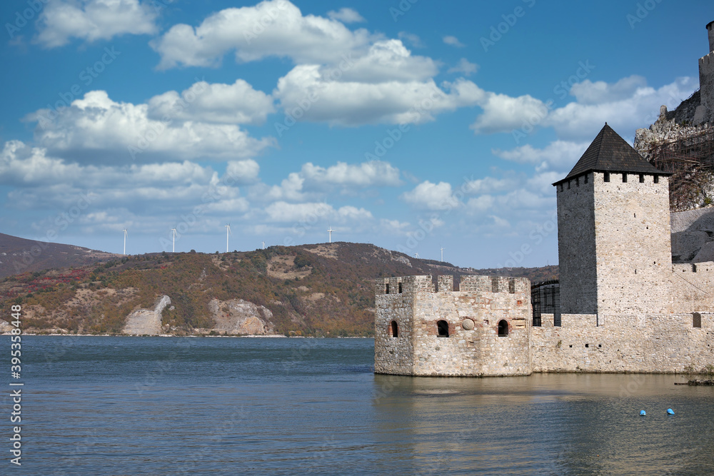 Golubac fortress on the Danube river landscape Serbia