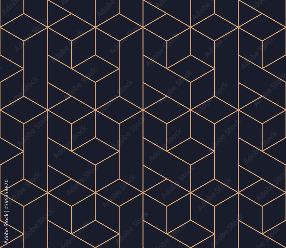 Vector seamless geometric pattern. Gold linear pattern. Wallpapers for your design. - obrazy, fototapety, plakaty 