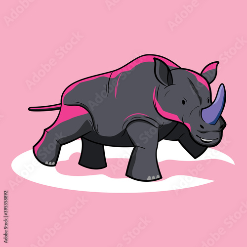 Isolated rhino cartoon character. Premium vector