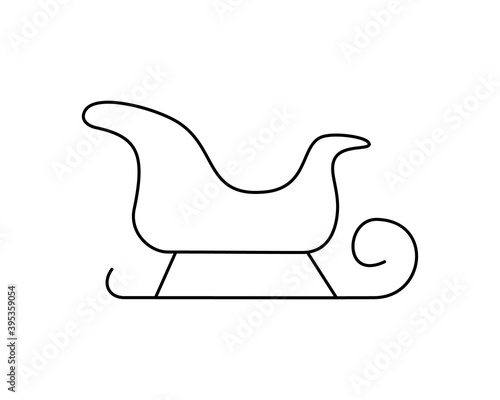 Vector drawing of Santa sleigh with lines on a light background.