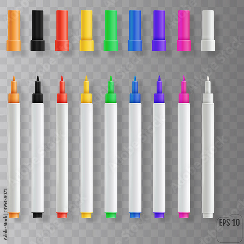 Felt tip pens. Colorful marker pens set