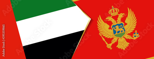 United Arab Emirates and Montenegro flags, two vector flags.