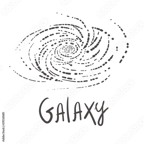 doodle Vector galaxy with nebula, constellations and stars. Galaxy Milky Way icons space background