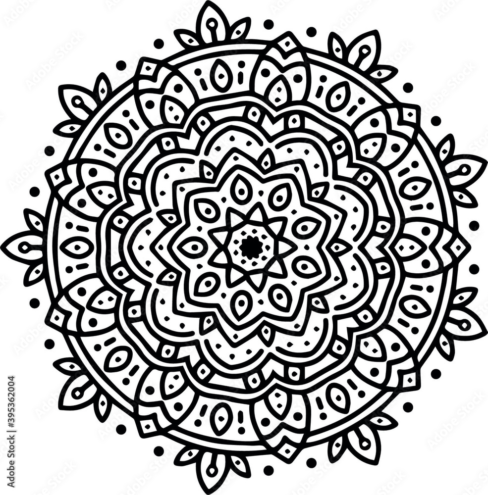 Luxury ornamental mandala Pattern Design Vector Illustration in Black and White color