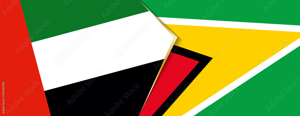 United Arab Emirates and Guyana flags, two vector flags. United Arab Emirates and Guyana flags, two vector flags.