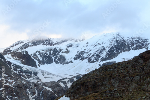 Mountain snow panorama with glacier Taschachferner in Tyrol Alps  Austria