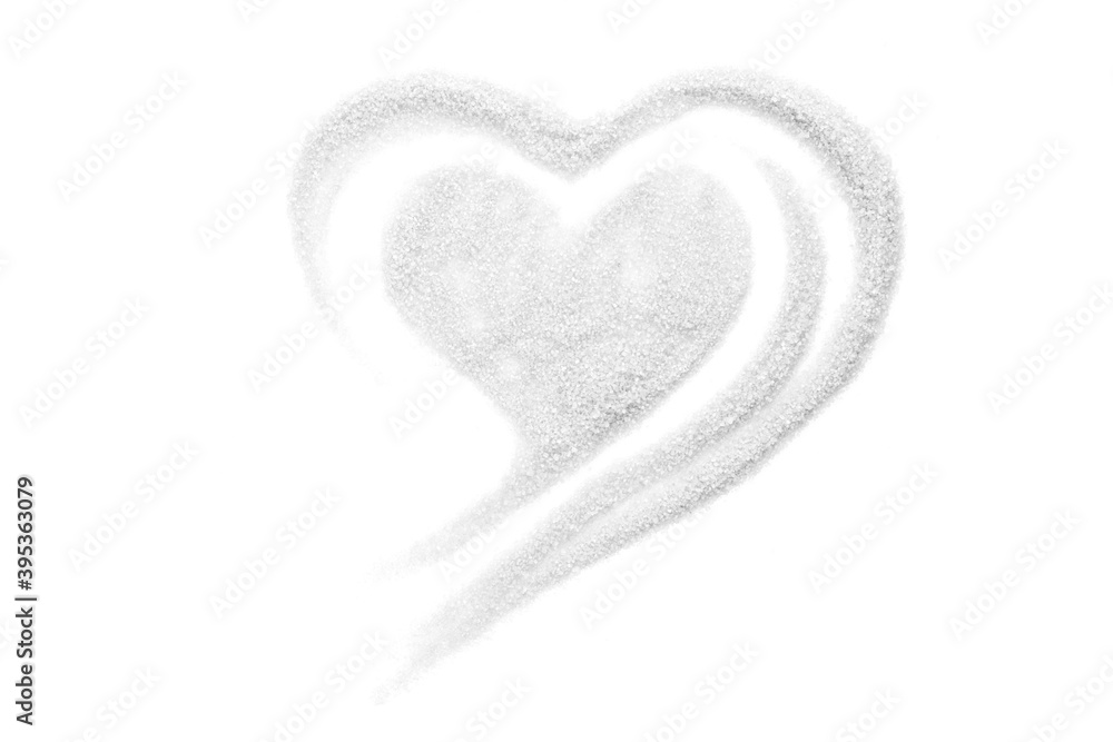White sugar heart shaped scrub isolated on white background. White sugar heart shaped scrub isolated on white background.