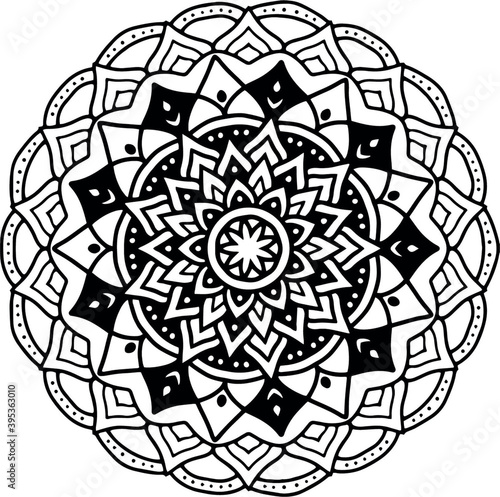 Luxury ornamental mandala Pattern Design Vector Illustration in Black and White color