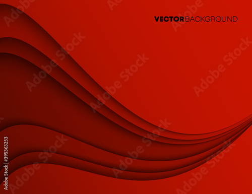 Fashion red poster paper cut wave luxury design background. Vector illustration vogue drape banner EPS10