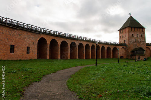 fortress wall of the old Kremlin, Veliky Novgorod, autumn 2020