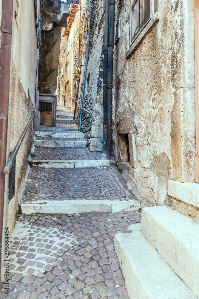 picturesque stepped alley, Scanno, Abruzzo, Italy