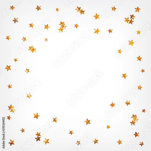 Shiny holiday hand drawn sketch vector hand drawn frame with stars. Vintage template for text in golden colors.