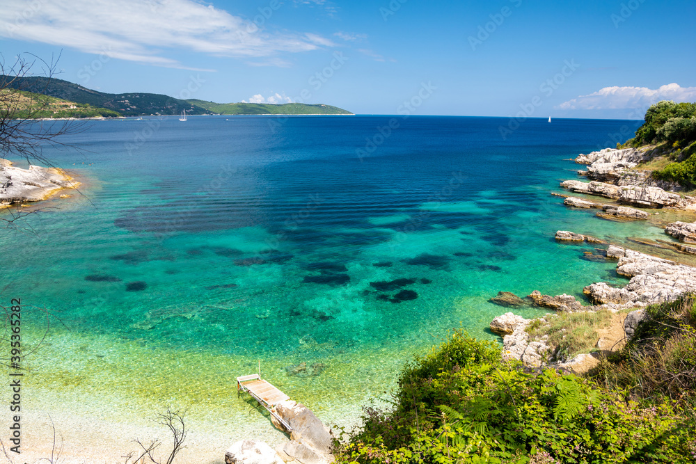 beautiful beach in Kassiopi on Corfu island Greece