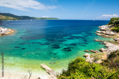 Obraz na płótnie beautiful beach in Kassiopi on Corfu island Greece w salonie