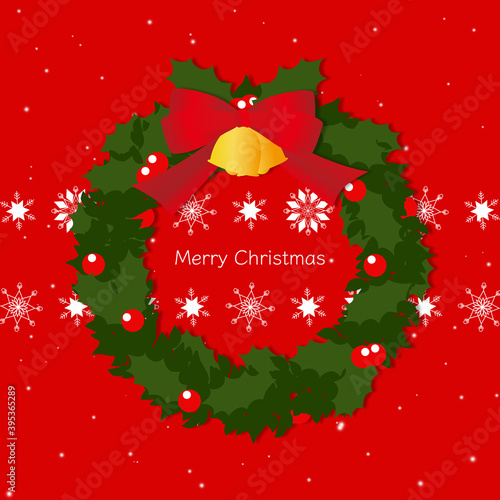 クリスマス　リース　背景　赤