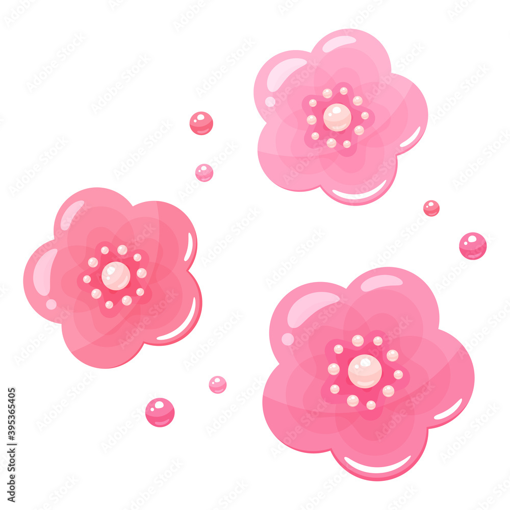 光沢のあるかわいい梅の花のイラスト Stock Vector Adobe Stock