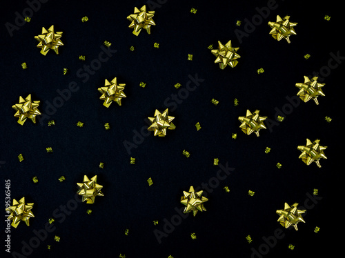 Christmas bows for decoration on a black background.