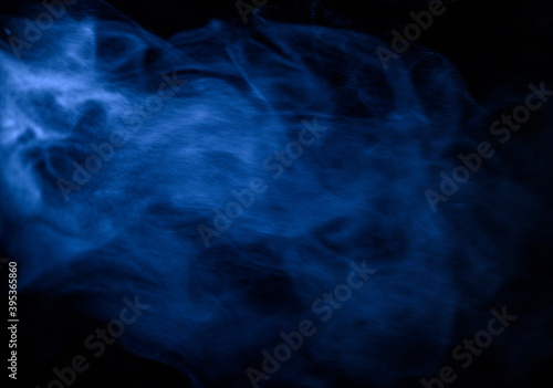 blue smoke on a black background, fog on a dark background