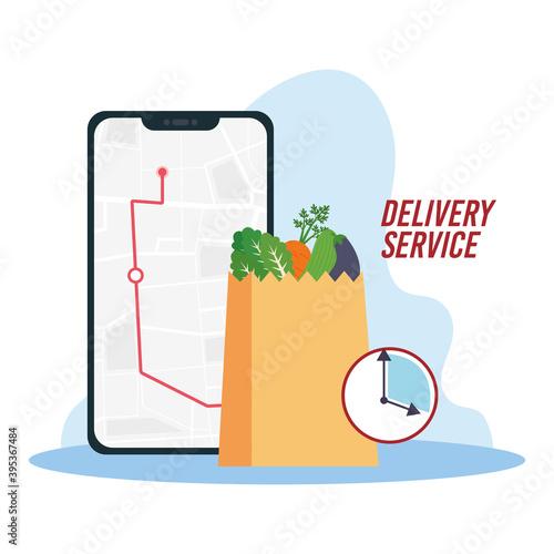 Phone tracing and shop food delivery fast logo icon- Vector