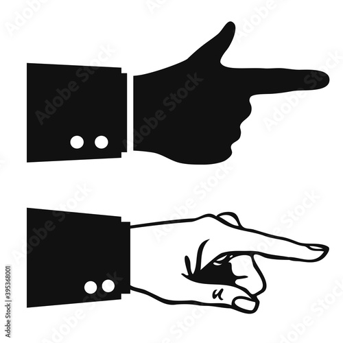 Hand with pointing finger vector icon
